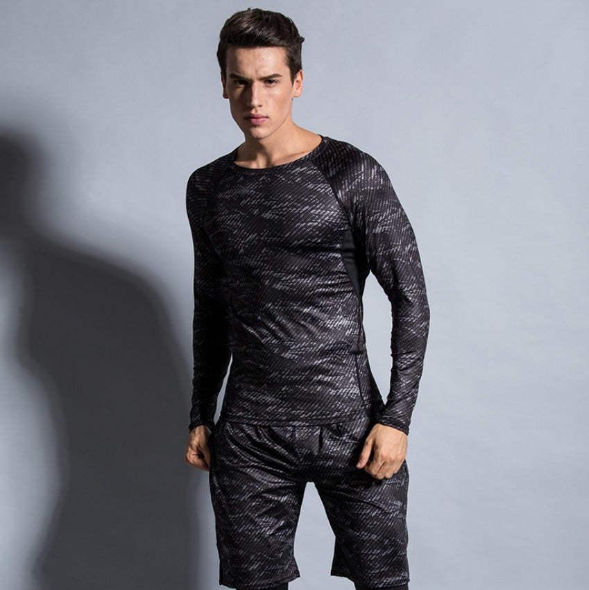 Compression Long Sleeve Shirt Muscle Fit Gym Workout Training Top Men