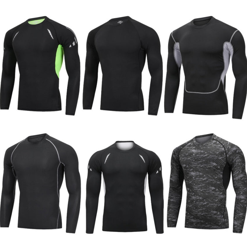 Compression Long Sleeve Shirt Muscle Fit Gym Workout Training Top Men