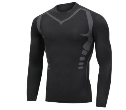 Compression Long Sleeve Shirt Muscle Fit Gym Workout Training Top Men